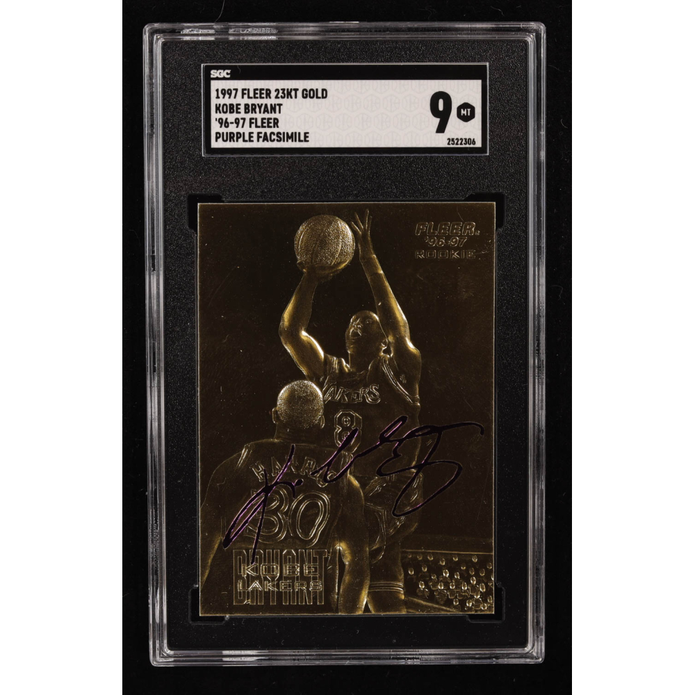 Kobe Bryant 1996-97 Fleer Purple Signature 23Kt Gold RC (SGC 9) at PristineAuction.com Kobe Bryant 1996-97 Fleer Purple Signature 23Kt Gold RC (SGC 9) at PristineAuction.com