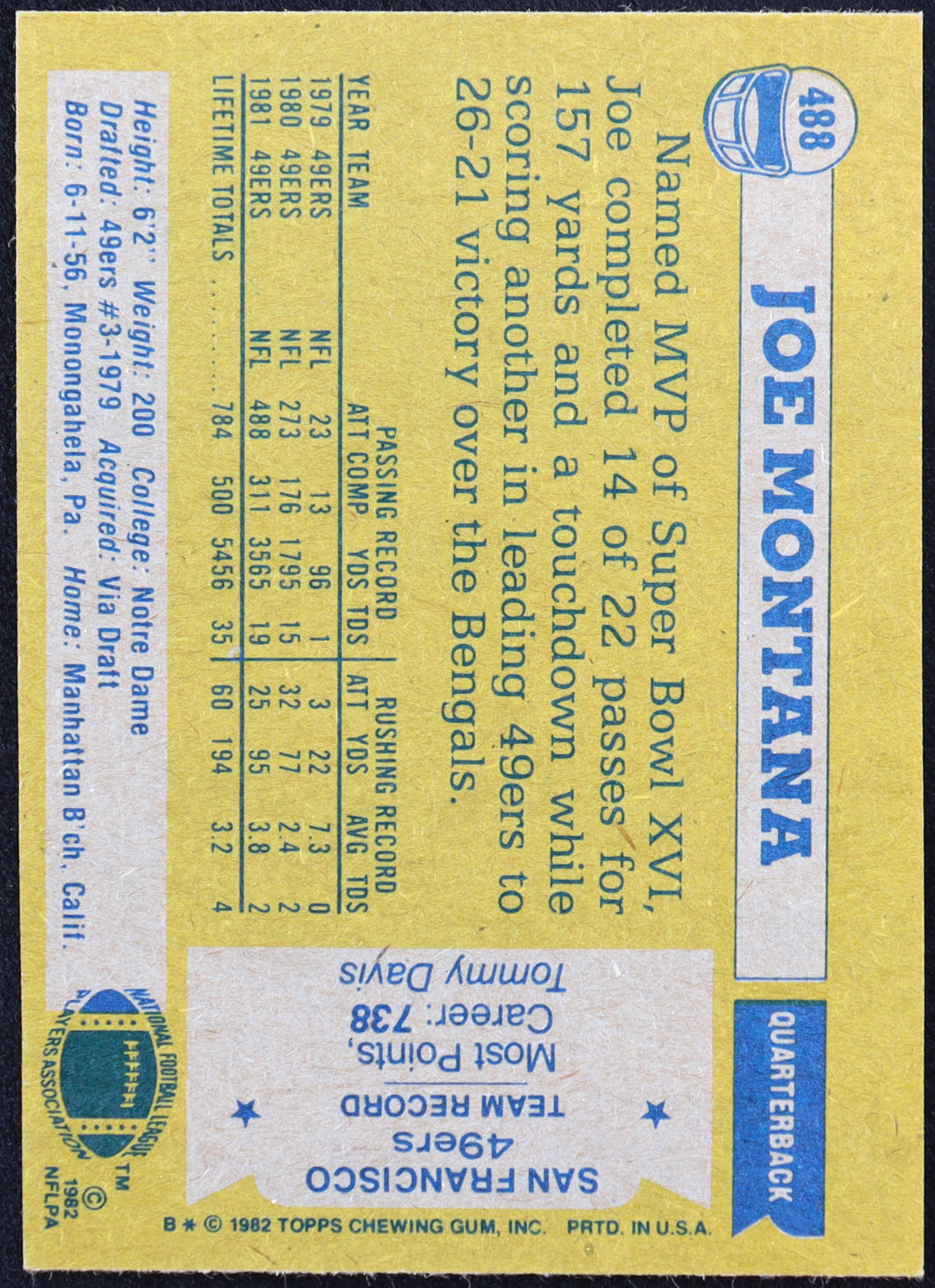 Joe Montana 1982 Topps #488 AP at PristineAuction.com Joe Montana 1982 Topps #488 AP at PristineAuction.com