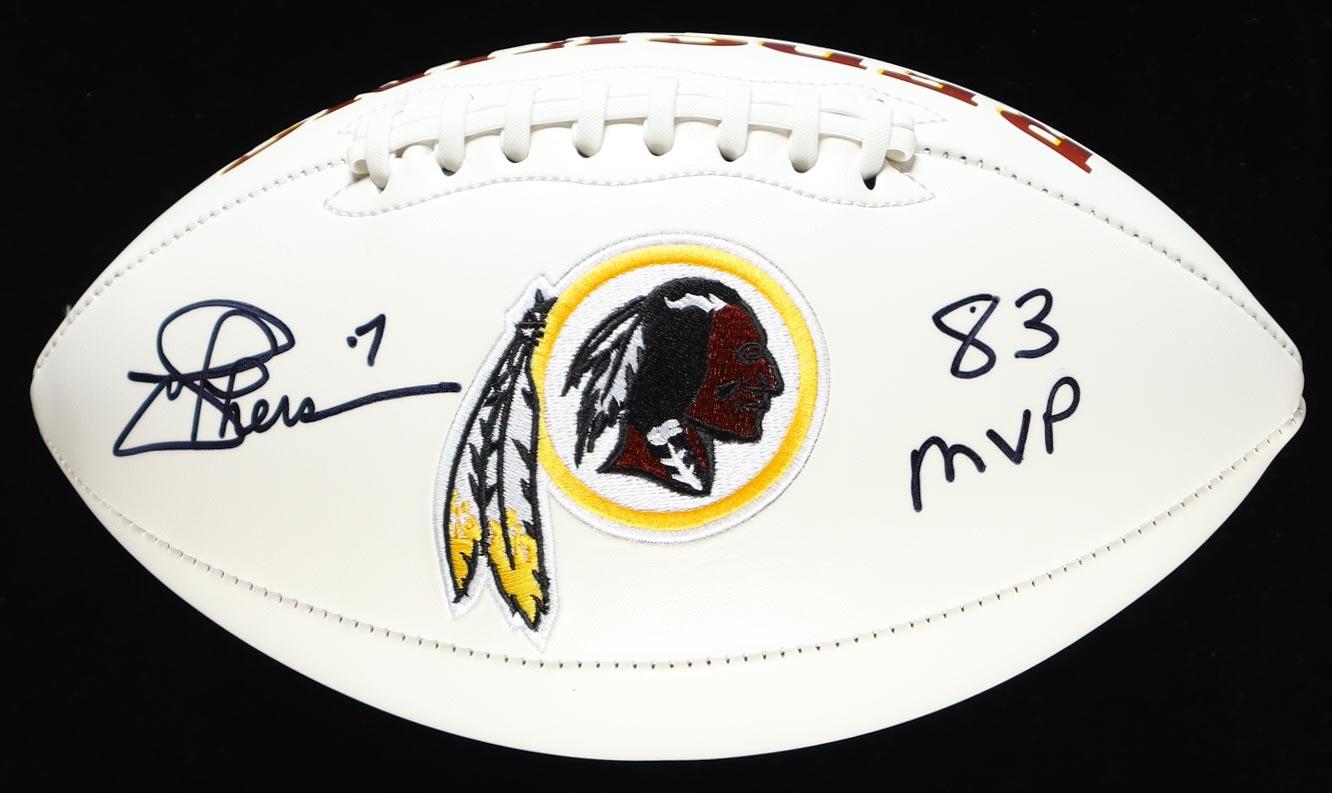 Joe Theismann Signed Washington Logo Football Inscribed "83 MVP" (JSA) at PristineAuction.com Joe Theismann Signed Washington Logo Football Inscribed "83 MVP" (JSA) at PristineAuction.com