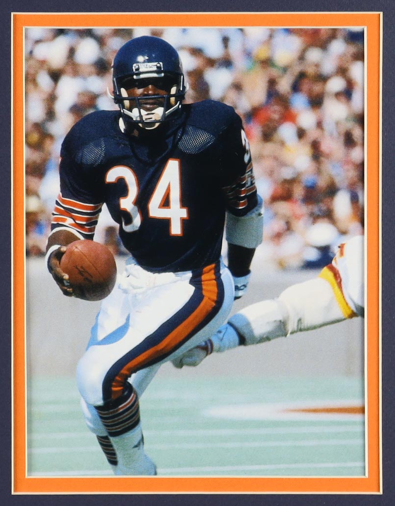 Walter Payton Signed Custom Framed Cut Display With Jersey, Vintage Team Logo Pin & (2) Cloth Team Logo Patches (PSA) at PristineAuction.com Walter Payton Signed Custom Framed Cut Display With Jersey, Vintage Team Logo Pin & (2) Cloth Team Logo Patches (PSA) at PristineAuction.com