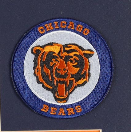 Walter Payton Signed Custom Framed Cut Display With Jersey, Vintage Team Logo Pin & (2) Cloth Team Logo Patches (PSA) at PristineAuction.com Walter Payton Signed Custom Framed Cut Display With Jersey, Vintage Team Logo Pin & (2) Cloth Team Logo Patches (PSA) at PristineAuction.com