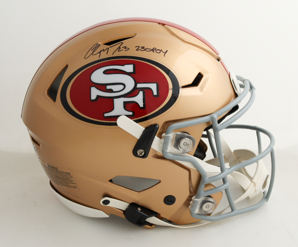 Christian McCaffrey Signed 49ers Full-Size Authentic On-Field Speed-Flex Helmet Inscribed "23 OPOY" (Fanatics) at PristineAuction.com Christian McCaffrey Signed 49ers Full-Size Authentic On-Field Speed-Flex Helmet Inscribed "23 OPOY" (Fanatics) at PristineAuction.com