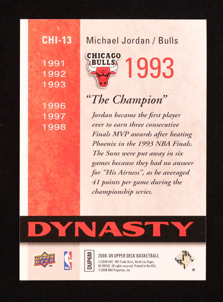 Michael Jordan 2008-09 Upper Deck Bulls Dynasty #CHI13 at PristineAuction.com Michael Jordan 2008-09 Upper Deck Bulls Dynasty #CHI13 at PristineAuction.com