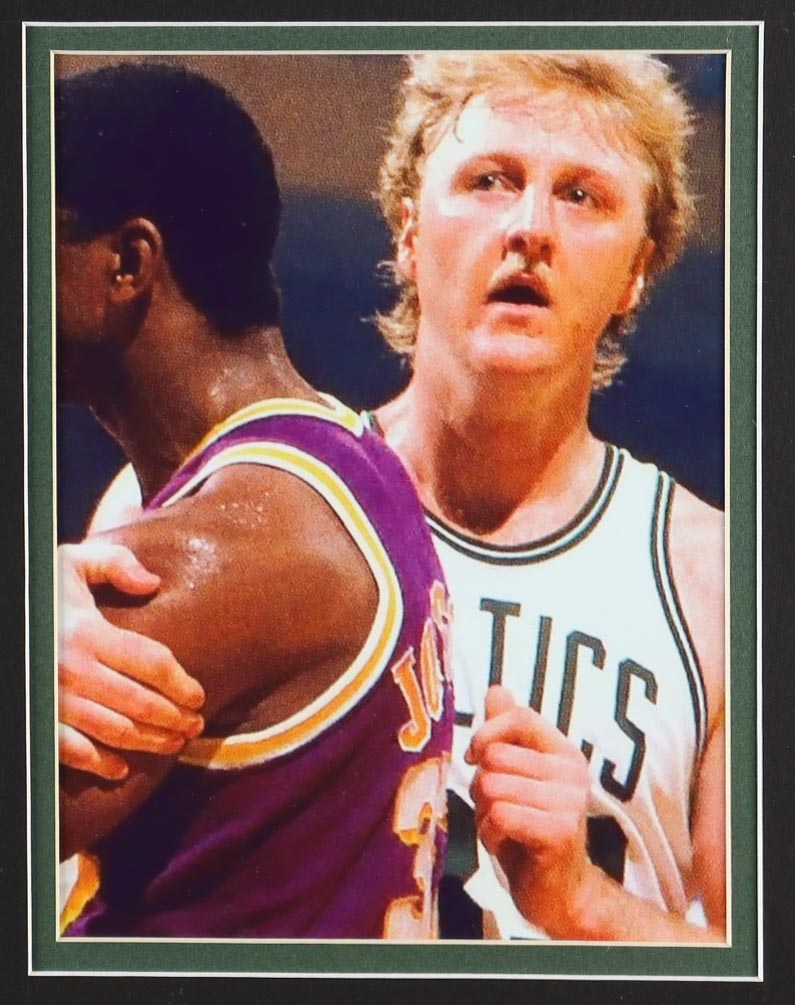 Larry Bird Signed Celtics Vintage Adidas Jersey Custom Framed Display with Pair of Team Logo Patches & Original 1986 Championship Pin (Beckett) at PristineAuction.com Larry Bird Signed Celtics Vintage Adidas Jersey Custom Framed Display with Pair of Team Logo Patches & Original 1986 Championship Pin (Beckett) at PristineAuction.com