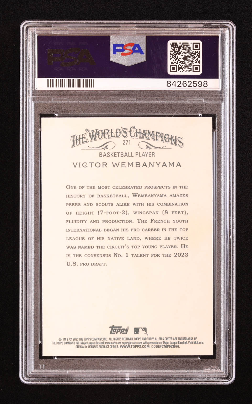 Victor Wembanyama 2023 Topps Allen and Ginter #271 RC (PSA 10) at PristineAuction.com Victor Wembanyama 2023 Topps Allen and Ginter #271 RC (PSA 10) at PristineAuction.com