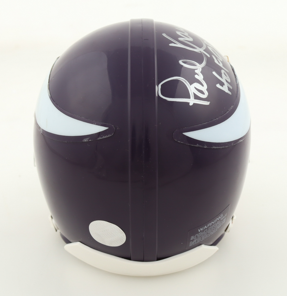Paul Krause Signed Vikings Throwback Mini Helmet Inscribed "HOF 98" & "81 INT" (Schwartz) at PristineAuction.com Paul Krause Signed Vikings Throwback Mini Helmet Inscribed "HOF 98" & "81 INT" (Schwartz) at PristineAuction.com