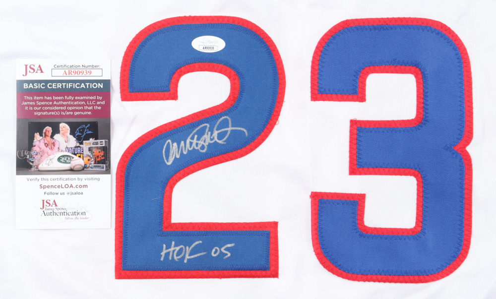 Ryne Sandberg Signed Career Highlight Stat Jersey Inscribed "HOF 05" (JSA) at PristineAuction.com Ryne Sandberg Signed Career Highlight Stat Jersey Inscribed "HOF 05" (JSA) at PristineAuction.com