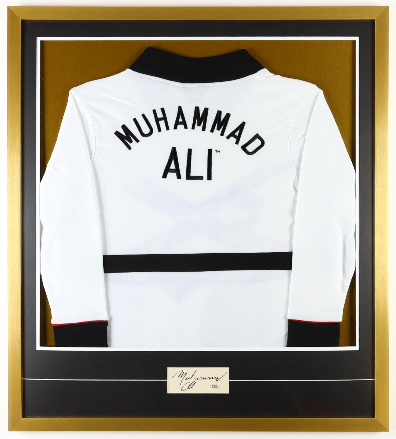 Muhammad Ali Signed Custom Framed Cut Display with Boxing Robe (PSA) at PristineAuction.com Muhammad Ali Signed Custom Framed Cut Display with Boxing Robe (PSA) at PristineAuction.com