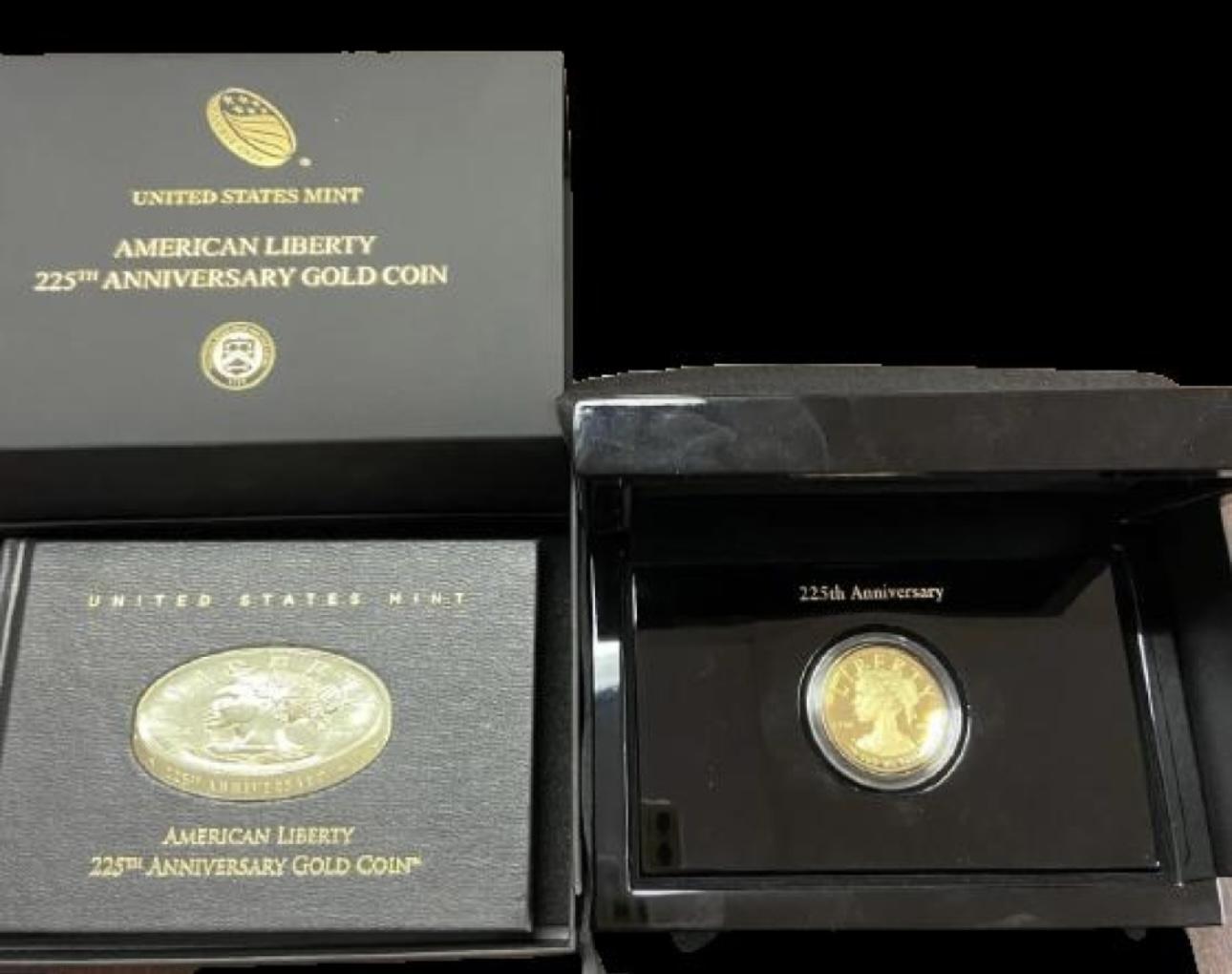 1 Oz .9999 Fine Gold 2017 American Liberty 225th Anniversary $100 Gold Coin at PristineAuction.com 1 Oz .9999 Fine Gold 2017 American Liberty 225th Anniversary $100 Gold Coin at PristineAuction.com