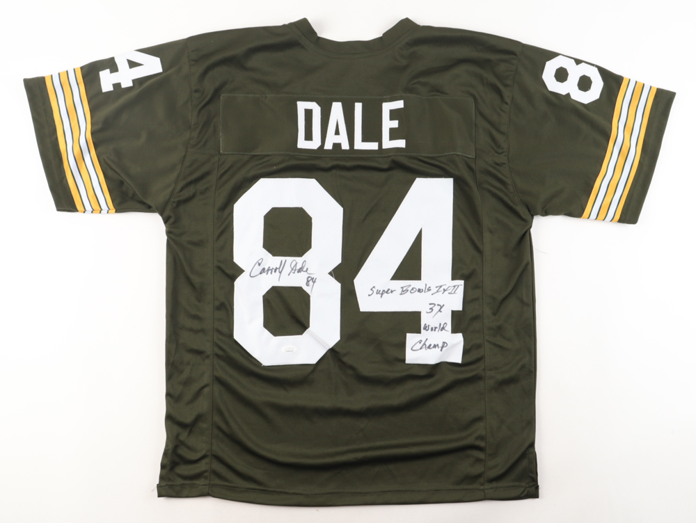 Carroll Dale Signed Jersey Inscribed "3x World Champ" & "SB I & II" (JSA) at PristineAuction.com Carroll Dale Signed Jersey Inscribed "3x World Champ" & "SB I & II" (JSA) at PristineAuction.com