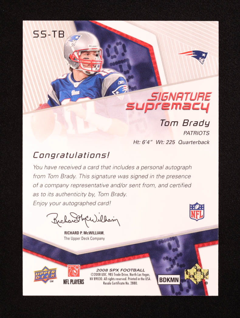 Tom Brady 2008 SPx Signature Supremacy #SSTB at PristineAuction.com Tom Brady 2008 SPx Signature Supremacy #SSTB at PristineAuction.com
