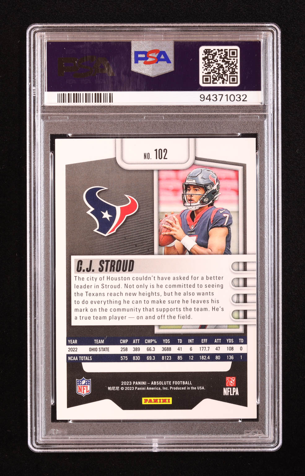 CJ Stroud 2023 Absolute #102 RC (PSA 10) at PristineAuction.com CJ Stroud 2023 Absolute #102 RC (PSA 10) at PristineAuction.com