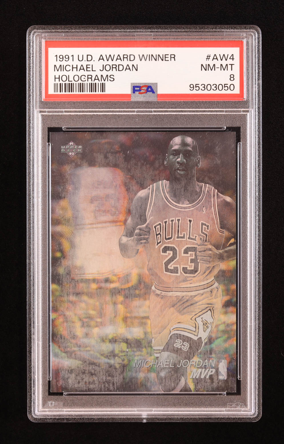 Michael Jordan 1991-92 Upper Deck Award Winner Holograms #AW4 MVP (PSA 8) at PristineAuction.com Michael Jordan 1991-92 Upper Deck Award Winner Holograms #AW4 MVP (PSA 8) at PristineAuction.com