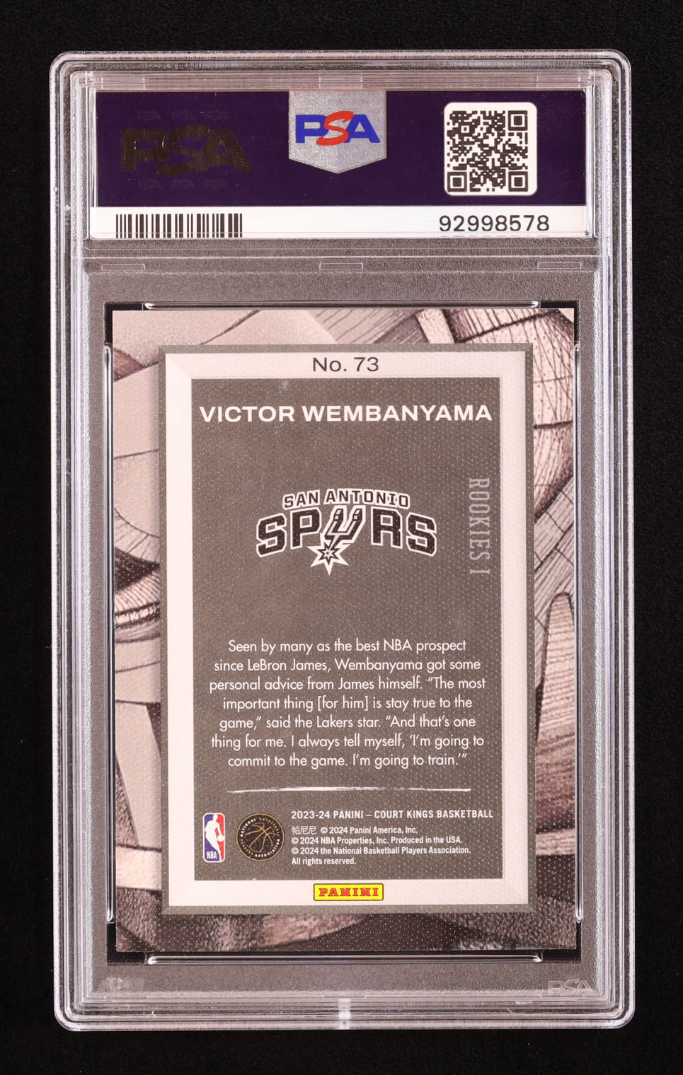 Victor Wembanyama 2023-24 Court Kings #73 RC (PSA 10) at PristineAuction.com Victor Wembanyama 2023-24 Court Kings #73 RC (PSA 10) at PristineAuction.com