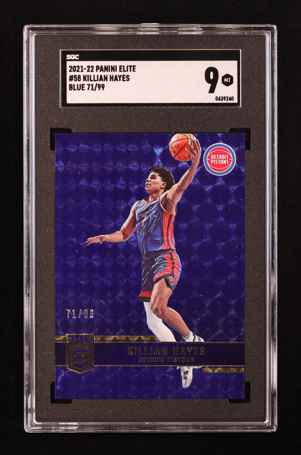 Killian Hayes 2021-22 Elite Blue #58 #71/99 (SGC 9) at PristineAuction.com Killian Hayes 2021-22 Elite Blue #58 #71/99 (SGC 9) at PristineAuction.com