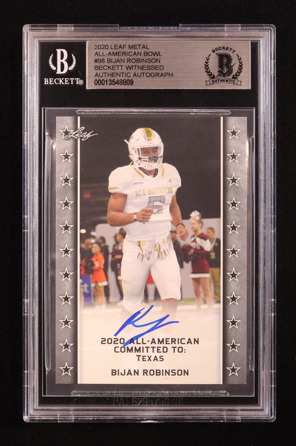 Bijan Robinson Signed 2020 Leaf Metal All-American Bowl #98 RC (BGS) at PristineAuction.com Bijan Robinson Signed 2020 Leaf Metal All-American Bowl #98 RC (BGS) at PristineAuction.com