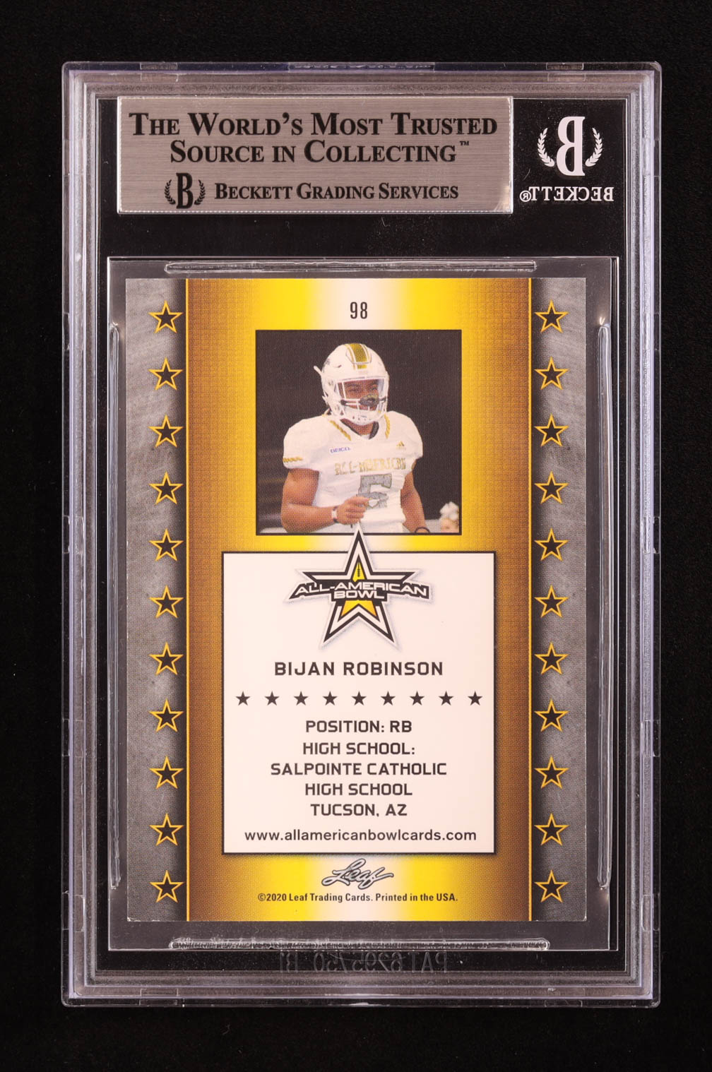 Bijan Robinson Signed 2020 Leaf Metal All-American Bowl #98 RC (BGS) at PristineAuction.com Bijan Robinson Signed 2020 Leaf Metal All-American Bowl #98 RC (BGS) at PristineAuction.com