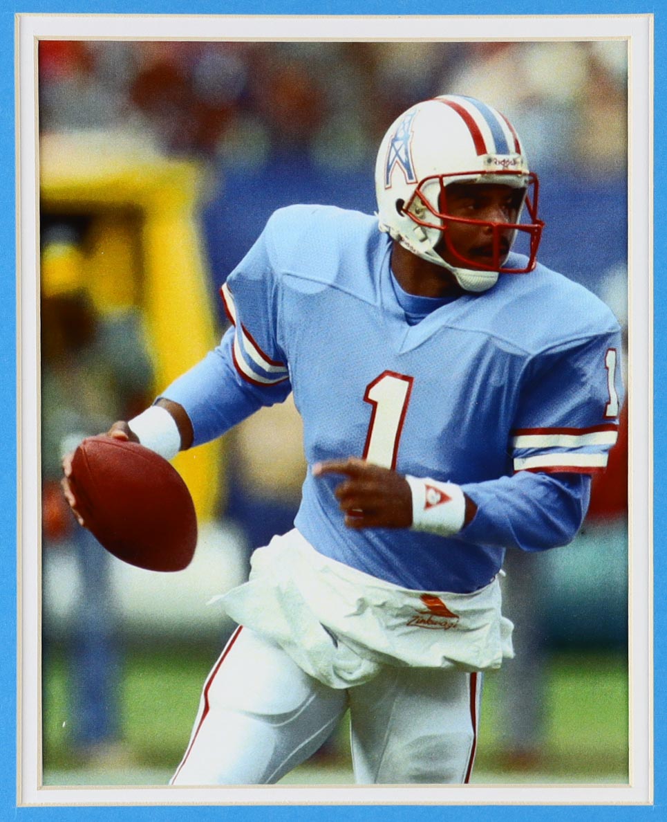 Warren Moon Signed Custom Framed Jersey Display Inscribed "HOF 06" (Beckett) at PristineAuction.com Warren Moon Signed Custom Framed Jersey Display Inscribed "HOF 06" (Beckett) at PristineAuction.com