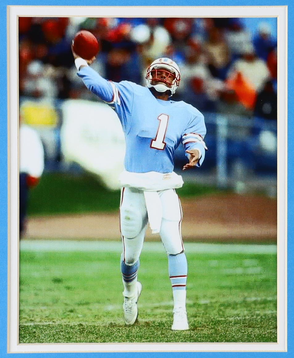 Warren Moon Signed Custom Framed Jersey Display Inscribed "HOF 06" (Beckett) at PristineAuction.com Warren Moon Signed Custom Framed Jersey Display Inscribed "HOF 06" (Beckett) at PristineAuction.com