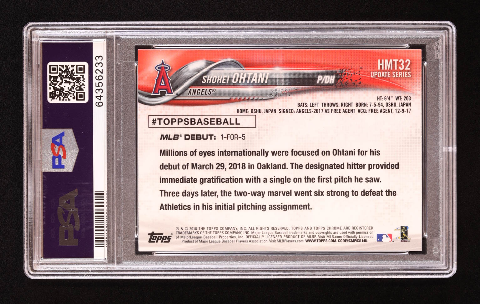 Shohei Ohtani 2018 Topps Chrome Update #HMT32 RD RC (PSA 10) at PristineAuction.com Shohei Ohtani 2018 Topps Chrome Update #HMT32 RD RC (PSA 10) at PristineAuction.com