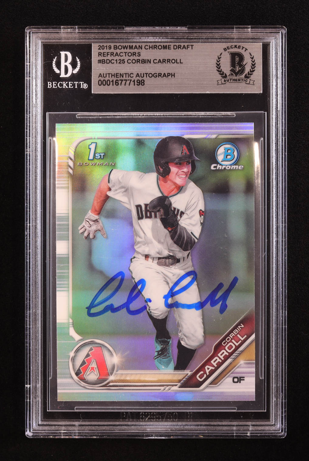 Corbin Carroll Signed 2019 Bowman Chrome Draft Refractors #BDC125 RC (BGS) at PristineAuction.com Corbin Carroll Signed 2019 Bowman Chrome Draft Refractors #BDC125 RC (BGS) at PristineAuction.com