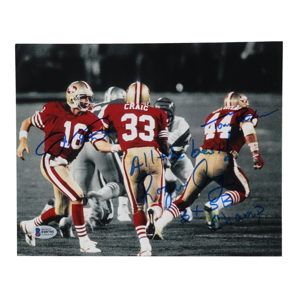 Joe Montana, Roger Craig, & Tom Rathman Signed 49ers 8x10 Photo ...