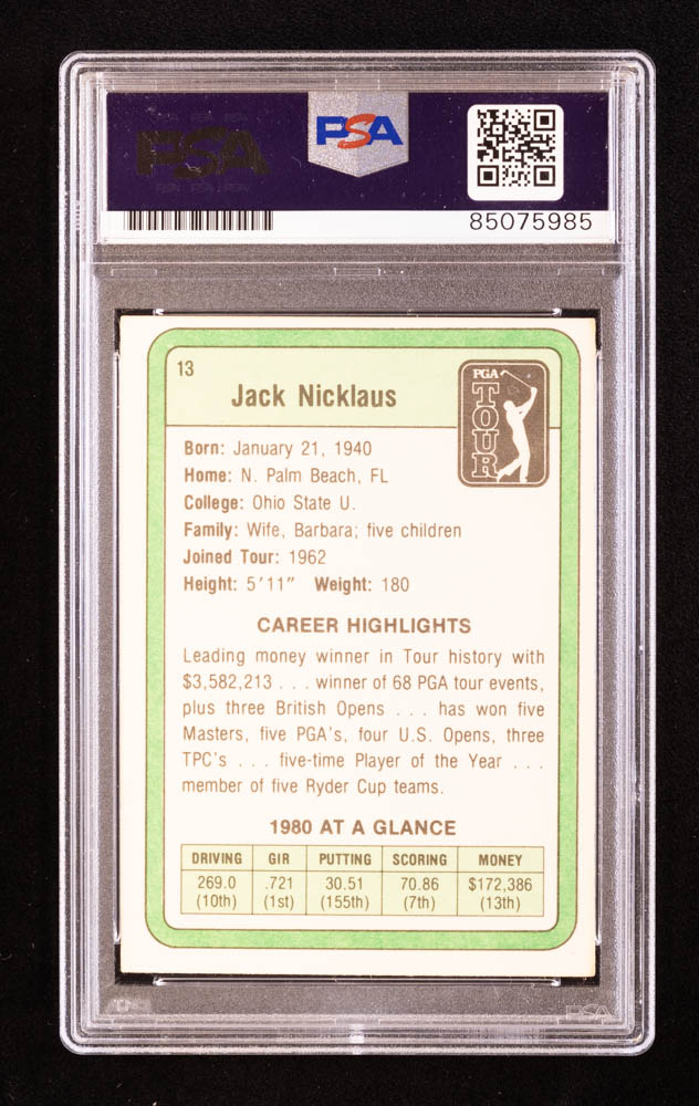 Jack Nicklaus Signed 1981 Donruss #13 RC (PSA | Auto 10) at PristineAuction.com Jack Nicklaus Signed 1981 Donruss #13 RC (PSA | Auto 10) at PristineAuction.com