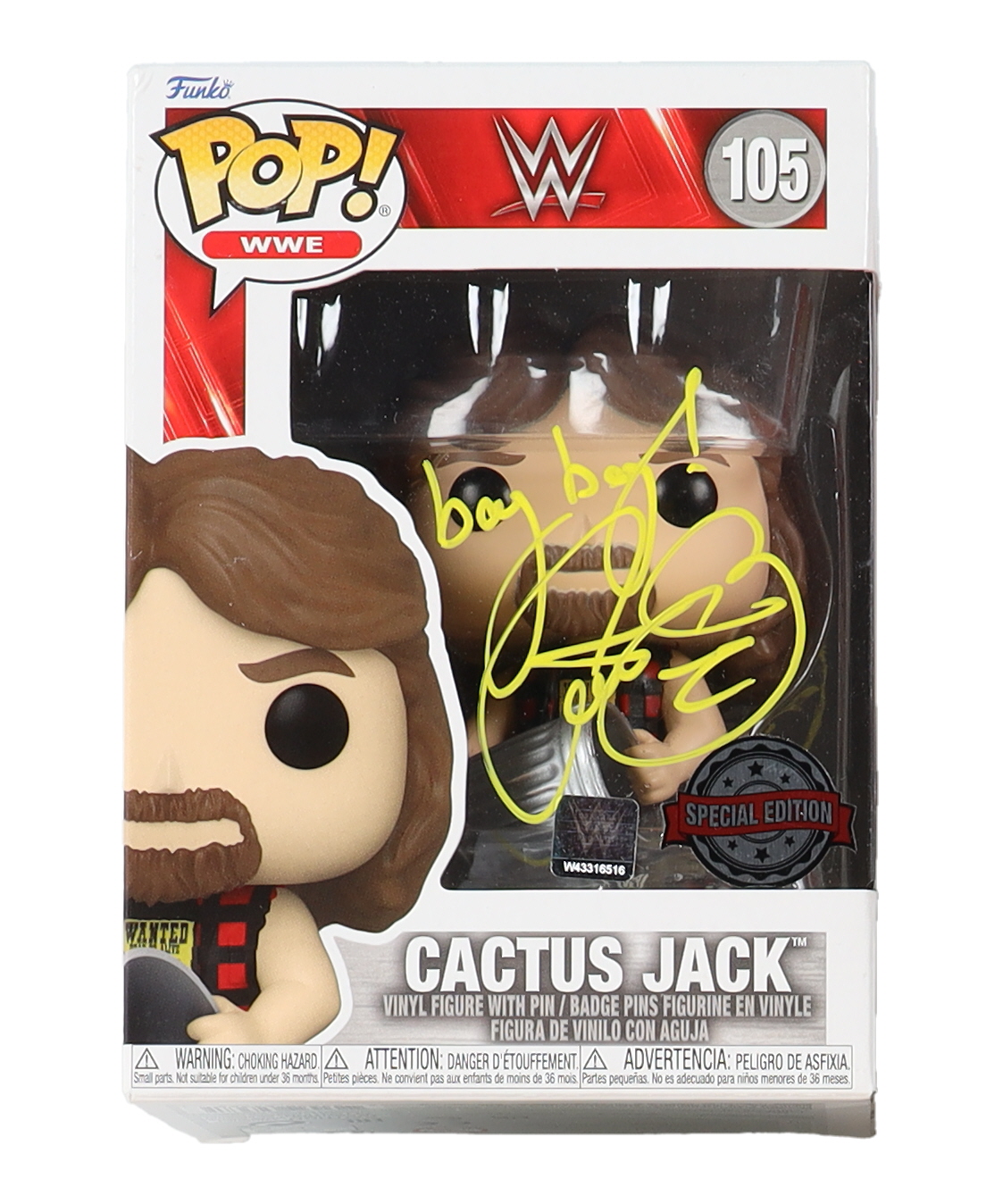 Mick Foley Signed "WWE" #105 Cactus Jack Funko Pop! Vinyl Figure Inscribed "Bang Bang!" (Beckett) at PristineAuction.com Mick Foley Signed "WWE" #105 Cactus Jack Funko Pop! Vinyl Figure Inscribed "Bang Bang!" (Beckett) at PristineAuction.com
