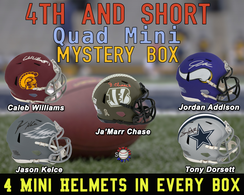 4th & Short - QUAD Football Mini Helmet Mystery Box - Series 3 (Limited to 60) - Schwartz Sports at PristineAuction.com 4th & Short - QUAD Football Mini Helmet Mystery Box - Series 3 (Limited to 60) - Schwartz Sports at PristineAuction.com