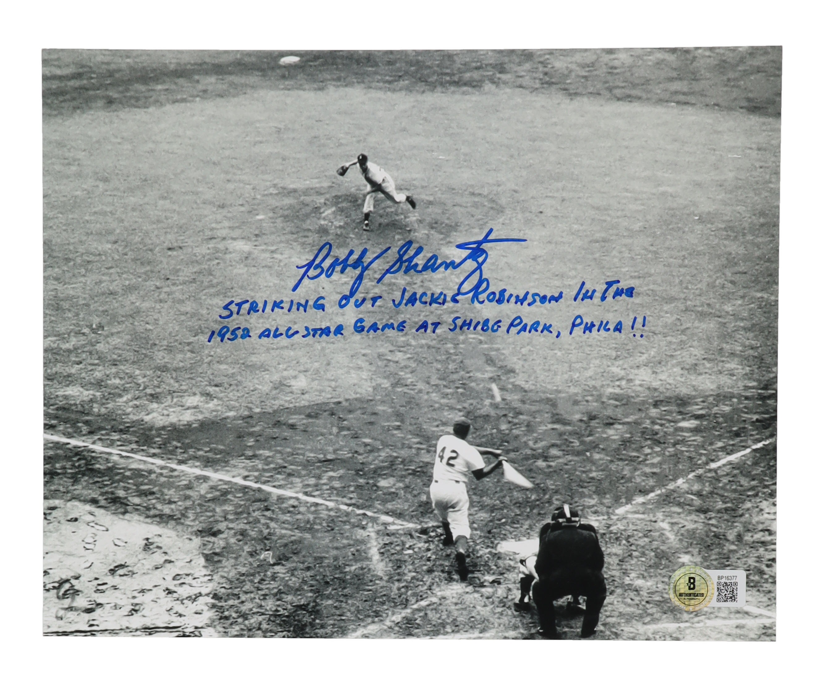 Bobby Shantz Signed 8x10 Photo Inscribed "Striking Out Jackie Robinson In The 1952 All-Star Game at Shibe Park, Phila!!!" (Beckett) at PristineAuction.com Bobby Shantz Signed 8x10 Photo Inscribed "Striking Out Jackie Robinson In The 1952 All-Star Game at Shibe Park, Phila!!!" (Beckett) at PristineAuction.com