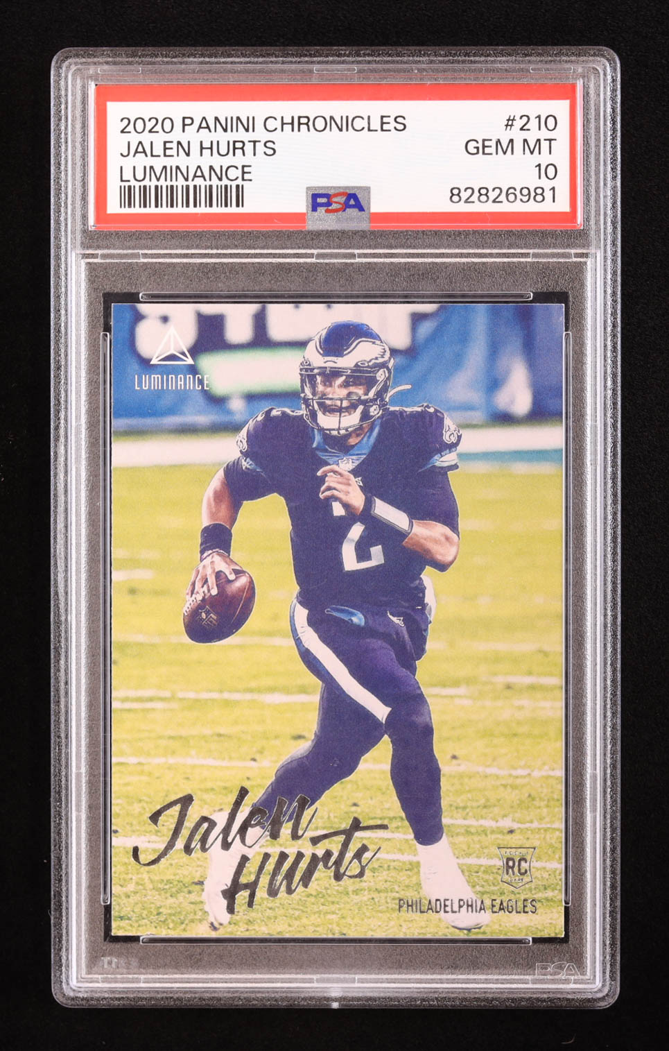 Jalen Hurts 2020 Panini Luminance #210 RC / CHRONICLES (PSA 10) at PristineAuction.com Jalen Hurts 2020 Panini Luminance #210 RC / CHRONICLES (PSA 10) at PristineAuction.com