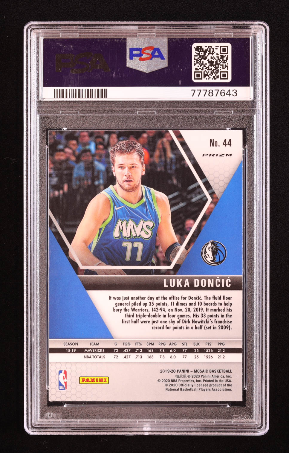 Luka Doncic 2019-20 Panini Mosaic Mosaic Red Wave #44 (PSA 10) at PristineAuction.com Luka Doncic 2019-20 Panini Mosaic Mosaic Red Wave #44 (PSA 10) at PristineAuction.com
