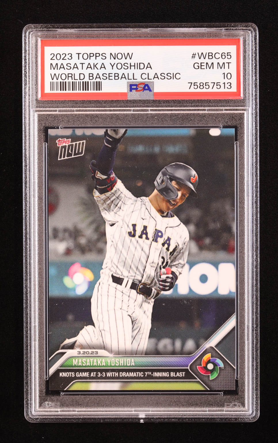 Masataka Yoshida 2023 Topps Now World Baseball Classic #WBC65 RC (PSA 10) at PristineAuction.com Masataka Yoshida 2023 Topps Now World Baseball Classic #WBC65 RC (PSA 10) at PristineAuction.com