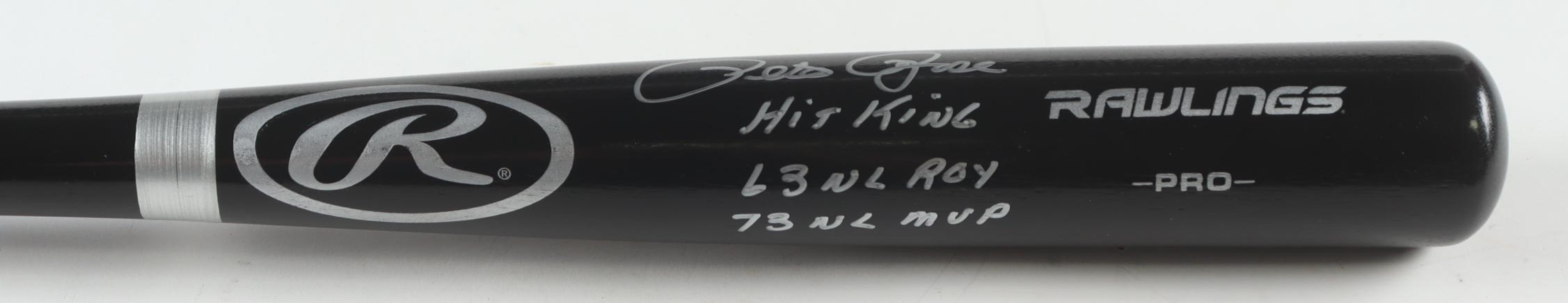 Pete Rose Signed Rawlings Pro Baseball Bat Inscribed "Hit King", "63 NL ROY" & "73 NL MVP" (JSA) at PristineAuction.com Pete Rose Signed Rawlings Pro Baseball Bat Inscribed "Hit King", "63 NL ROY" & "73 NL MVP" (JSA) at PristineAuction.com