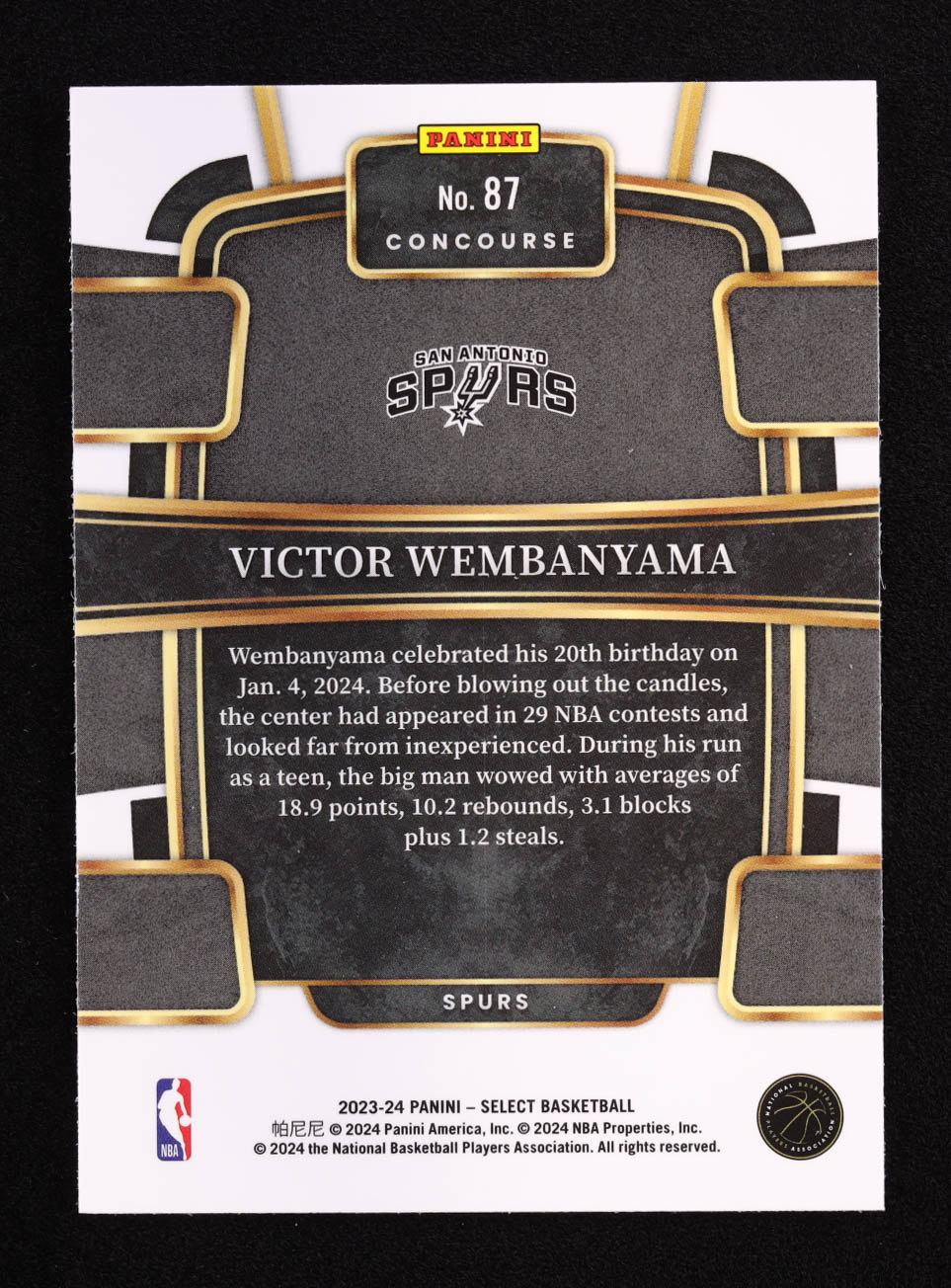 Victor Wembanyama 2023-24 Select Blue #87 RC at PristineAuction.com Victor Wembanyama 2023-24 Select Blue #87 RC at PristineAuction.com