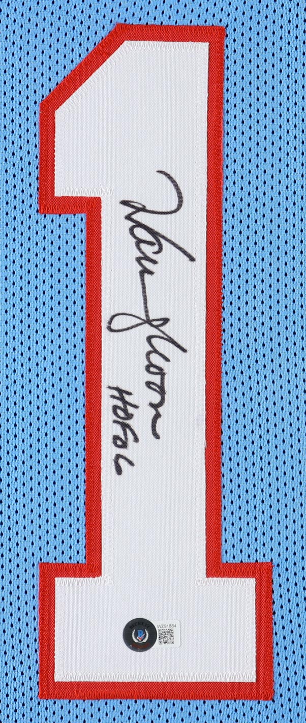 Warren Moon Signed Custom Framed Jersey Display Inscribed "HOF 06" (Beckett) at PristineAuction.com Warren Moon Signed Custom Framed Jersey Display Inscribed "HOF 06" (Beckett) at PristineAuction.com