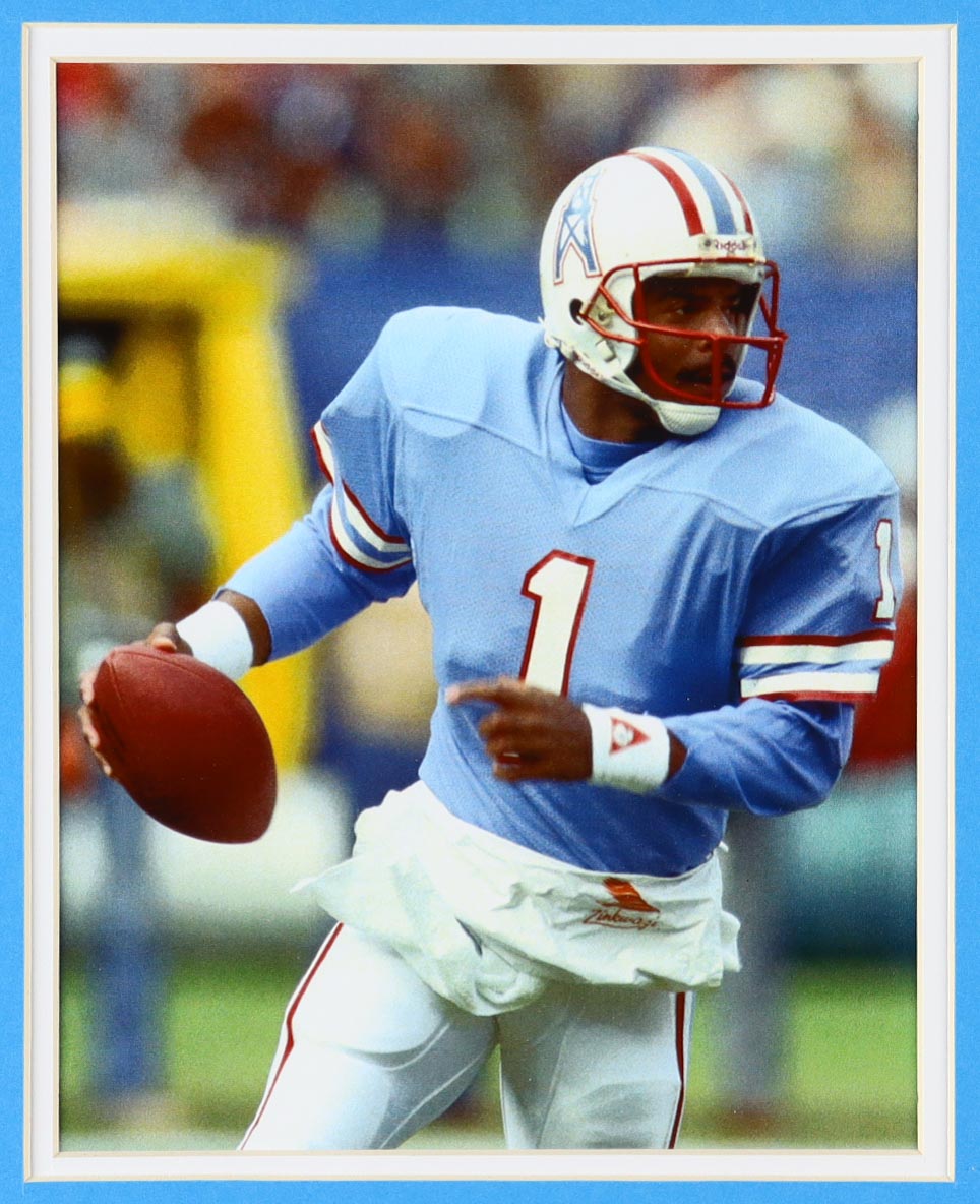 Warren Moon Signed Custom Framed Jersey Display Inscribed "HOF 06" (Beckett) at PristineAuction.com Warren Moon Signed Custom Framed Jersey Display Inscribed "HOF 06" (Beckett) at PristineAuction.com