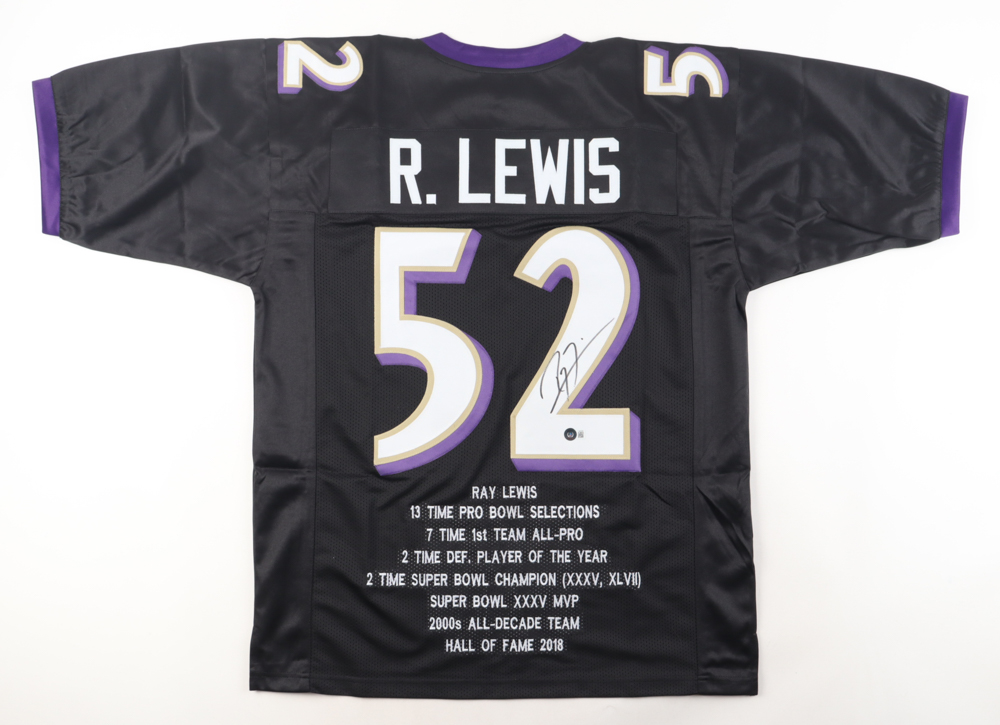 Ray Lewis Signed Career Highlight Stat Jersey (Beckett) at PristineAuction.com Ray Lewis Signed Career Highlight Stat Jersey (Beckett) at PristineAuction.com