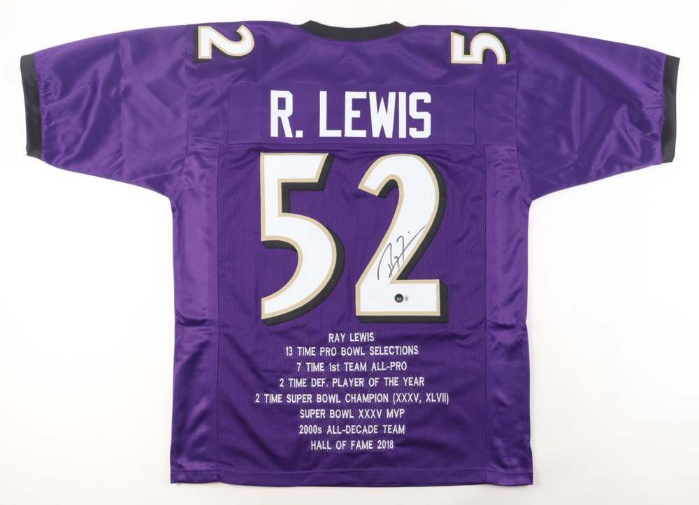Ray Lewis Signed Career Highlight Stat Jersey (Beckett) at PristineAuction.com Ray Lewis Signed Career Highlight Stat Jersey (Beckett) at PristineAuction.com