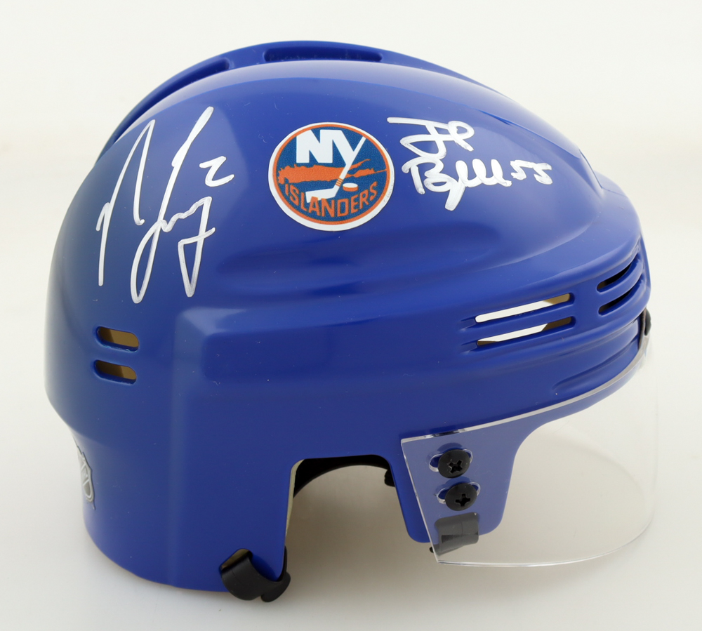Nick Leddy & Johnny Boychuk Signed Islanders Mini Helmet (YSMSBN-242) at PristineAuction.com Nick Leddy & Johnny Boychuk Signed Islanders Mini Helmet (YSMSBN-242) at PristineAuction.com