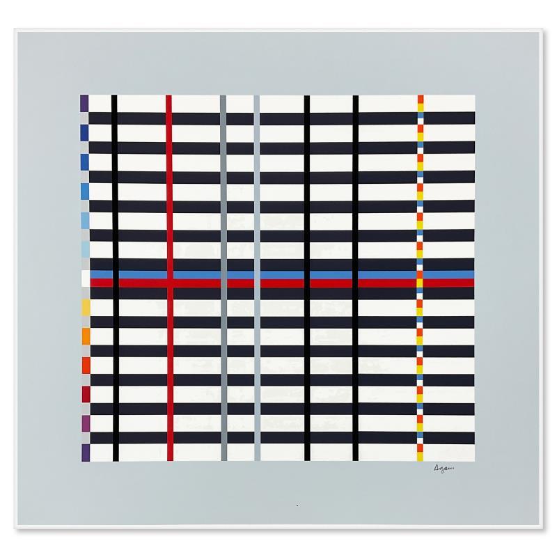 "Hommage du Mondrian (Light Blue)" LE 26x28 Serigraph on Paper by Yaacov Agam (Artova) at PristineAuction.com "Hommage du Mondrian (Light Blue)" LE 26x28 Serigraph on Paper by Yaacov Agam (Artova) at PristineAuction.com