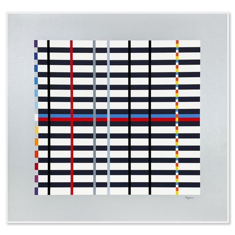 "Hommage du Mondrian (Silver)" LE 26x28 Serigraph on Paper by Yaacov Agam (Artova) at PristineAuction.com "Hommage du Mondrian (Silver)" LE 26x28 Serigraph on Paper by Yaacov Agam (Artova) at PristineAuction.com