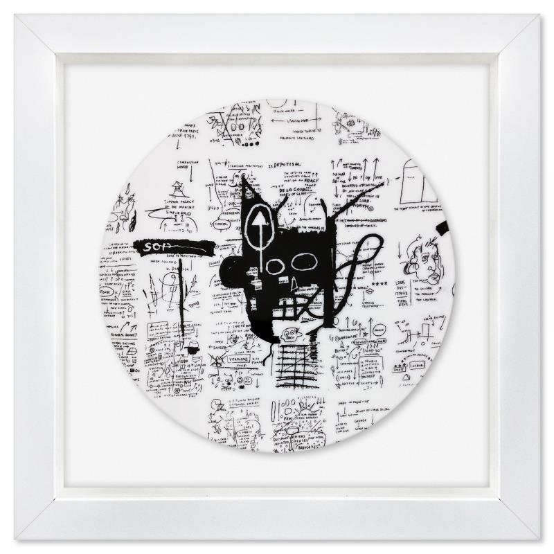 "Untitled (Return of the Central Figure) 1983" 16x16 Custom Framed Limoges Porcelain Plate by Jean-Michel Basquiat (Artova) at PristineAuction.com "Untitled (Return of the Central Figure) 1983" 16x16 Custom Framed Limoges Porcelain Plate by Jean-Michel Basquiat (Artova) at PristineAuction.com