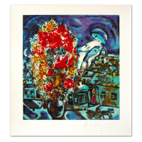 "Le Boutique Et Le Village Bleu" LE 12x11 Lithograph on Paper by Marc Chagall (Artova) at PristineAuction.com