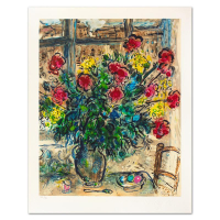 "Le Bouquet Devant La Fenetre" LE 20x16 Lithograph on Paper by Marc Chagall (Artova) at PristineAuction.com