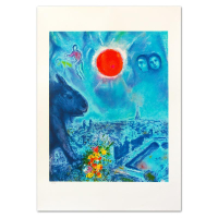 "The Sun Over Paris" LE 30x23 Lithograph by Marc Chagall (Artova) at PristineAuction.com