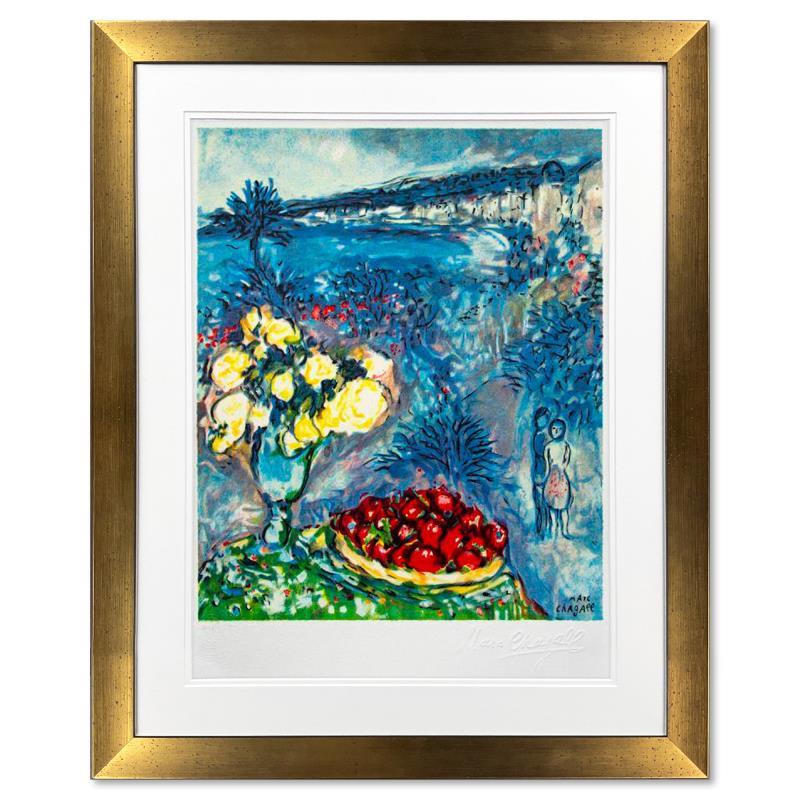 "Fruits Et Fleurs Devant La Mer" LE 24x22 Custom Framed Lithograph by Marc Chagall (Artova) at PristineAuction.com "Fruits Et Fleurs Devant La Mer" LE 24x22 Custom Framed Lithograph by Marc Chagall (Artova) at PristineAuction.com