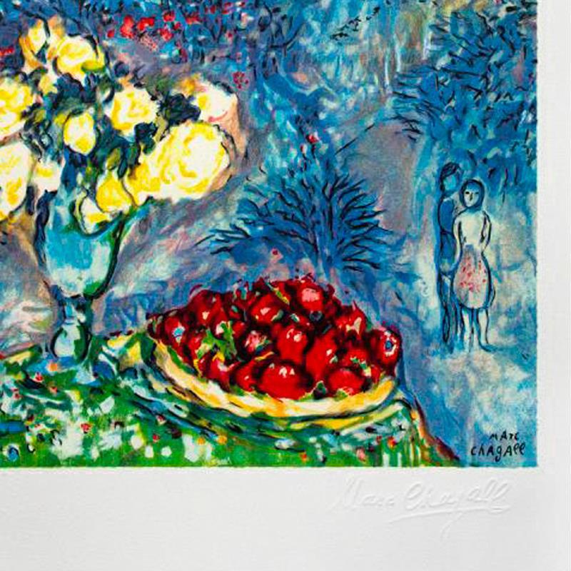 "Fruits Et Fleurs Devant La Mer" LE 24x22 Custom Framed Lithograph by Marc Chagall (Artova) at PristineAuction.com "Fruits Et Fleurs Devant La Mer" LE 24x22 Custom Framed Lithograph by Marc Chagall (Artova) at PristineAuction.com