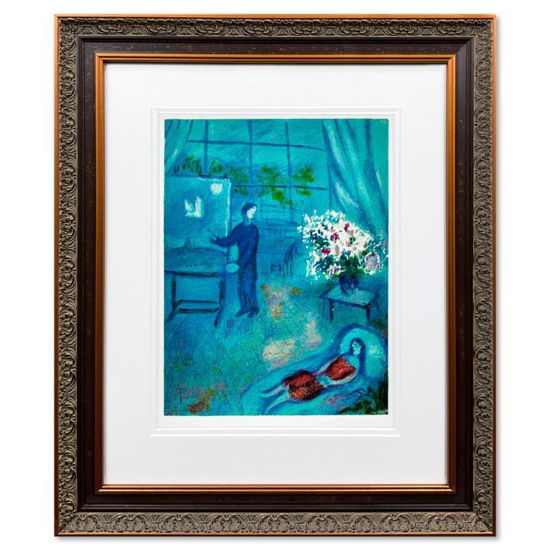 "L'artiste Et Son Modele" LE 24x22 Custom Framed Lithograph by Marc Chagall (Artova) at PristineAuction.com "L'artiste Et Son Modele" LE 24x22 Custom Framed Lithograph by Marc Chagall (Artova) at PristineAuction.com