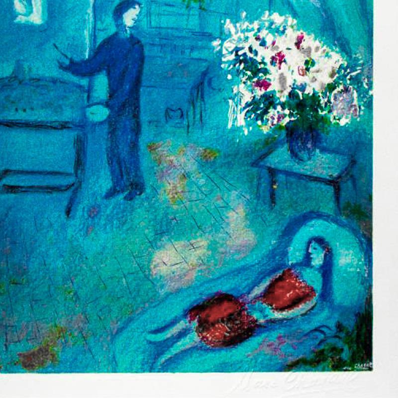 "L'artiste Et Son Modele" LE 24x22 Custom Framed Lithograph by Marc Chagall (Artova) at PristineAuction.com "L'artiste Et Son Modele" LE 24x22 Custom Framed Lithograph by Marc Chagall (Artova) at PristineAuction.com